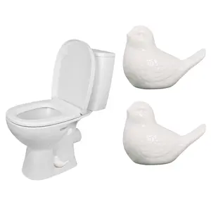 2 Pcs Ceramic Bird Toilet Floor Bolt Caps, Cute Animal Toilet Bolt Covers Decorative,Toilet Bolt Cover for Bottom, Decorative Bathroom Toilet Bolt Easy Installation (White Bird)