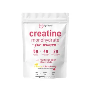 Creatine Monohydrate for Women with Multi Collagen Electrolyte, 500g (Lemon & Raspberry Flavor)