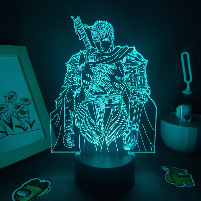 Berserk Anime Guts LED Lamp - 3D Night Light with Touch Sensor, Color Changing RGB Light for Kids Bedroom, Bedside Decor - Home Improvement Novelty Lighting