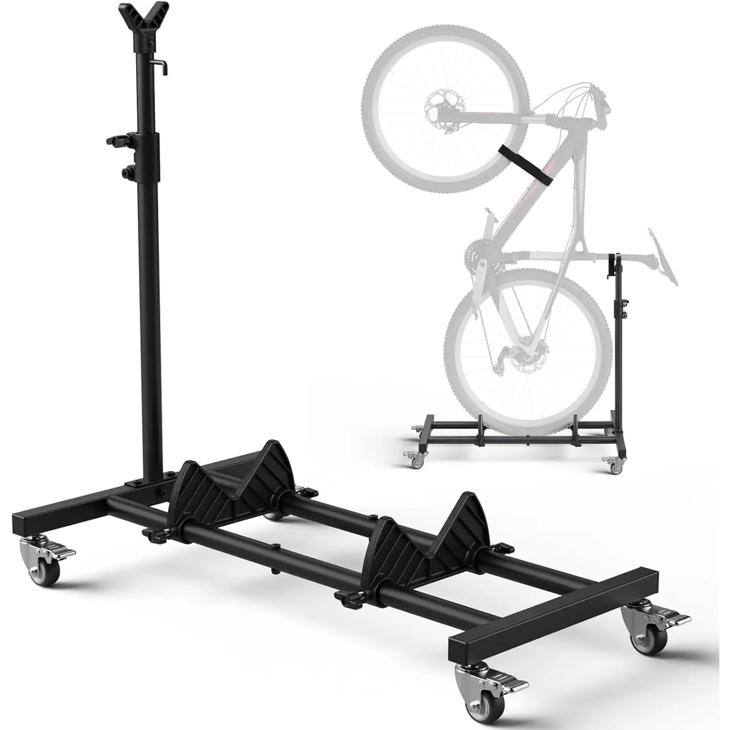Vertical Bike Stand, Freestanding Bike Rack for Garage Storage, Space-Saving Indoor Bike Storage, Adjustable Height Bike Holder for Apartment, Fits up to 29” Wheels