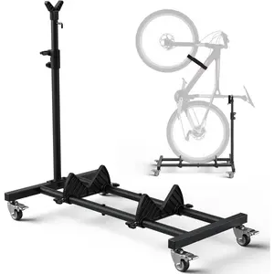Vertical Bike Stand, Freestanding Bike Rack for Garage Storage, Space-Saving Indoor Bike Storage, Adjustable Height Bike Holder for Apartment, Fits up to 29” Wheels