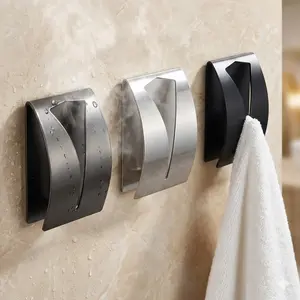 No-Drill Adhesive Wall-Mounted Towel Rack, Removable Bathroom Kitchen Hook Storage Shelf, Heavy Duty Waterproof Rustproof Non-Slip Holder, Organizer for Home