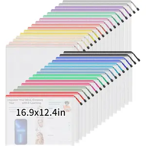 32 Pack A3 Mesh Zipper Pouch Bags, Zipper Pouches for Organizing, Puzzle Bag, Clear Bag for Crafts Projects, Travel Accessories, Board Game Storage