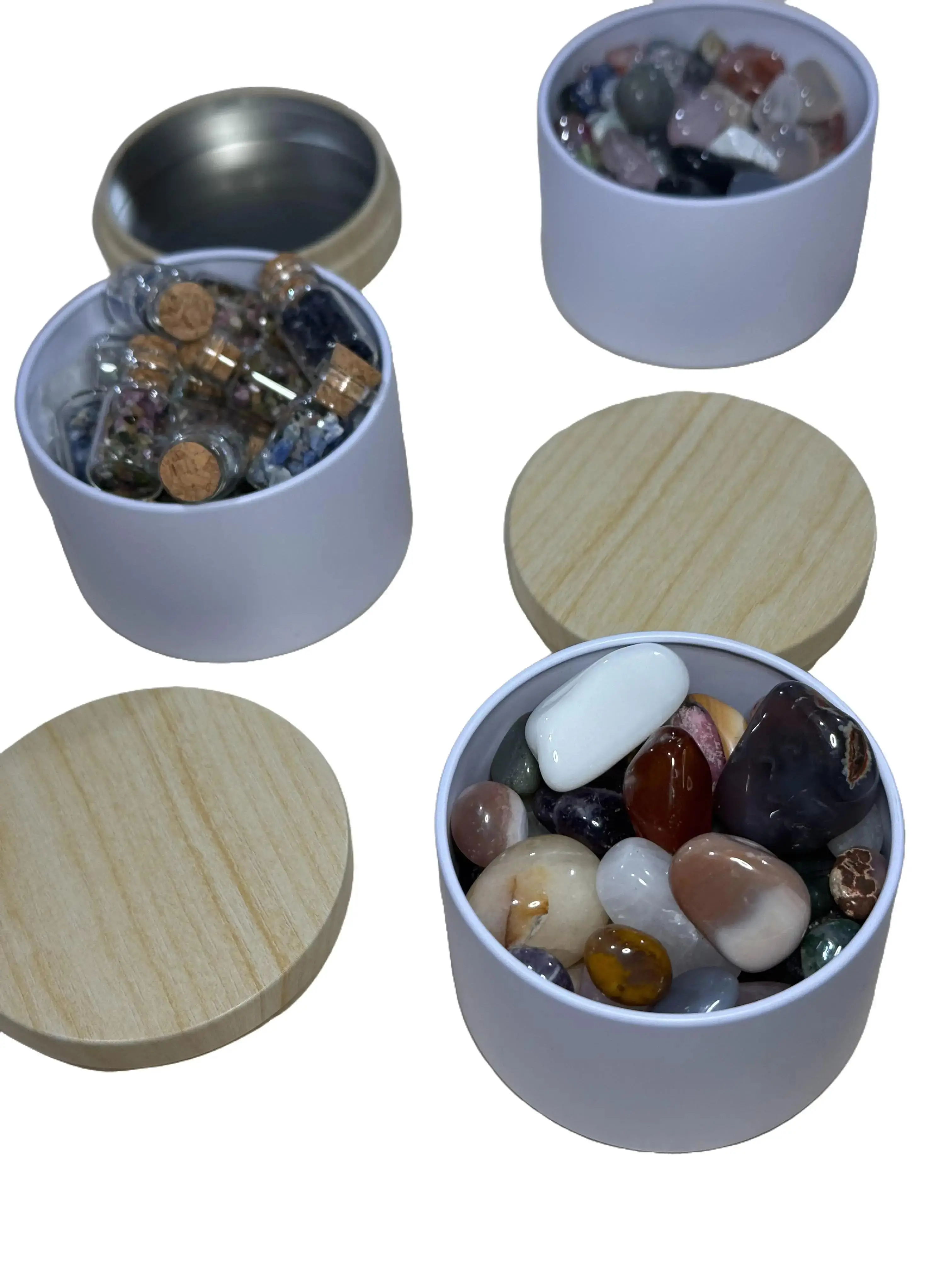 Crystal Confetti Scoop - Inuitively Curated with Amethyst Rose Quartz & More in Jar Tins Ethically Sourced Home Ornament for Intentional Use Agate Nat