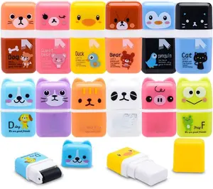 12 Pack Pencil Erasers Cute Animal Designs with Clean Up Roller Shaving Roller Case Erasers for Party Favors Gift Supplies Assorted Colors 2 Sizes Perfect for School Home Office cute  school  supplies