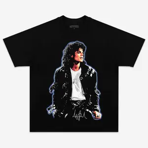 Michael Jackson Full Color Graphic T-Shirt, Full Size Musicians Unisex Shirt, Short Sleeve Crew Neck Top For Men & Women, Gift For Music Lovers