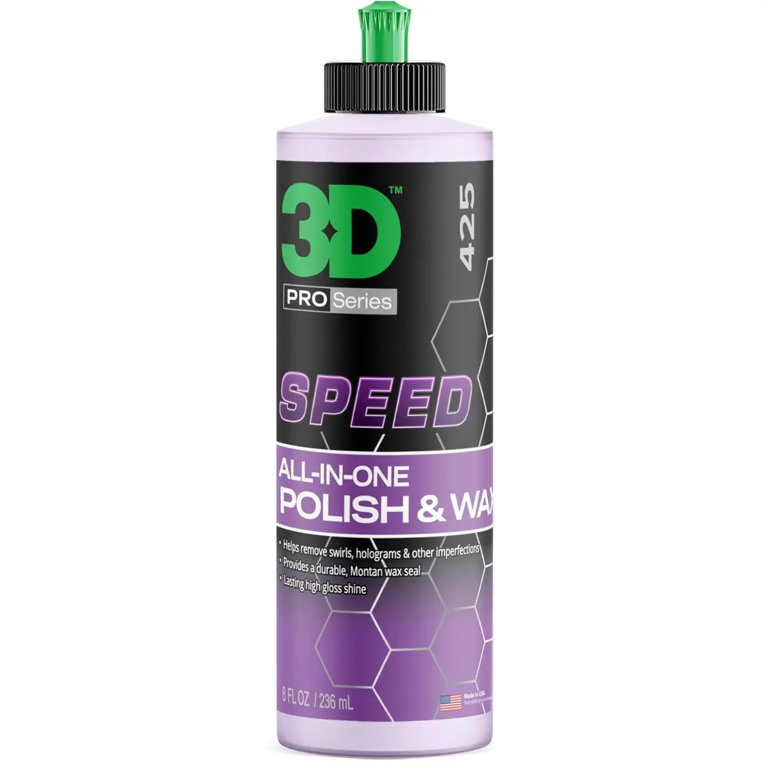 3D Speed All-In-One Polish & Wax – Scratch & Swirl Remover, Clear Coat Safe Paint Sealant – High Gloss Finish, Easy Application – 8oz – Made in USA