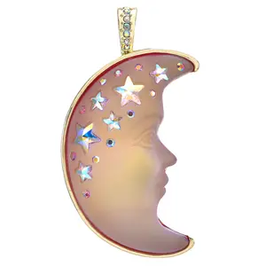 Venus Mystic Seaview Moon Shadow 50mm Foldover Pendant (Goldtone/Mystic Moonlight)