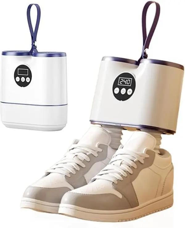 Shoe Dryer & Boot Dryer 55℃ Gentle Warm Air Fast Dryer with 8-Level Timer Retractable Hose Portable for Work Boots Sneakers Gloves Ski Boots Efficient Drying Customizable Time On-the-Go Use