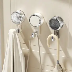3pcs Rotating Suction Cup Hooks, No Drill Removable Vacuum Suction Hooks, Heavy Duty Wall Hooks for Bathroom Kitchen, Reusable Waterproof Towel Hooks for All Smooth Surfaces