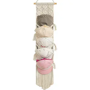 Boho Baseball Cap Hanger-1 Pack-Macrame Hat Organizer for Ball Caps Holder Over Door, Hat Rack for Wall, Cap Rack for Decoration and Display, Boho  Cap Display