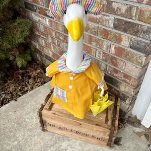 Easter Bunny Porch Goose Outfit for 23 inch Plastic Cement Goose, Easter Egg Porch Goose Costume Lawn Goose Clothes