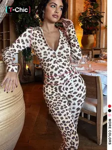 Women's Leopard Print Zipper Crop Top & Pants Two-Piece Set, Casual Long Sleeve Top & Trousers for Spring & Fall, Lady's Clothes for Daily Wear, Womenswear