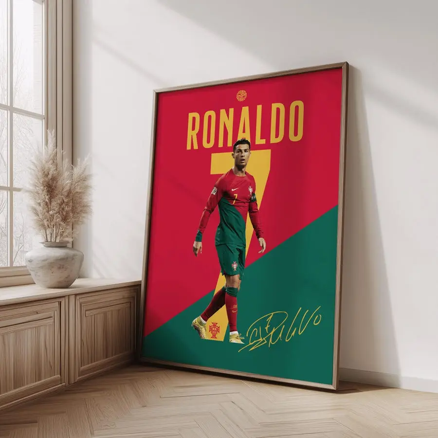 Ronaldo Wall Art, Football Player Star Poster, Jersey Back, Prints, Soccer Wall Art Gift No Framed