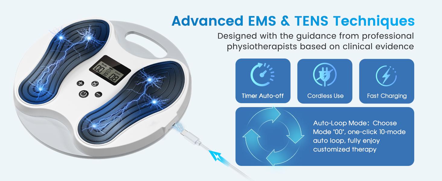 EMS Foot Massager for Neuropathy, NMES Foot Stimulator for Neuropathy Feet Nerve FSA&HSA Eligible item Electric Foot Massager for Circulation and Pain Relief with 4 TENS Unit Muscle Stimulator Pads EMS Foot Massager for Neuropathy, NMES Foot Stimulator for Neuropathy Feet Nerve FSA&HSA Eligible item Electric Foot Massager for Circulation and Pain Relief with 4 TENS Unit Muscle Stimulator Pads