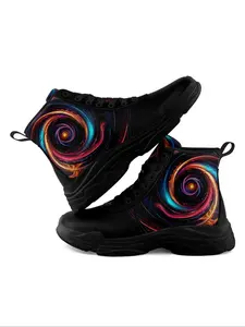 Men's Fashionable Spiral & Skeleton Pattern Lace Up High Top Sneakers, Casual Comfortable Sports Shoes for Daily Wear, Male All-match Round Toe Shoes for Daily Wear, Valentine's Day, Gift