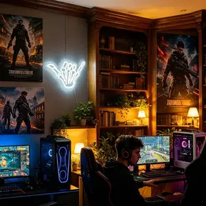 Aloha Hand Neon Sign,Shaka Gesture Skeleton Hand Led Neon Sign,Light up Signs for Wall Decor Bedroom Home Decor Bar Restaurant Halloween Birthday Gift LED Art Wall Decoration Light
