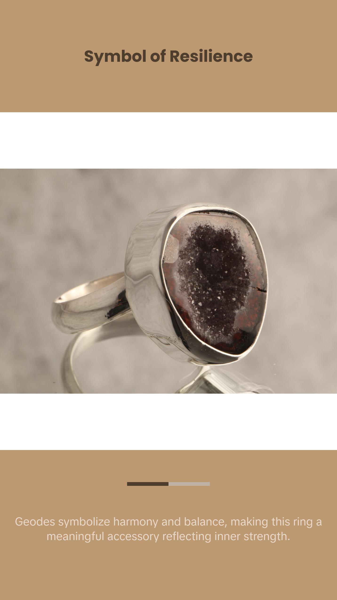 Earth's Heart - Geode 925 Sterling Silver Adjustable Ring Earth's Heart - Geode 925 Sterling Silver Adjustable Ring