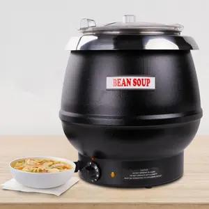Hakka 11 Qt Soup Warmers Commercial Soup Kettle Warmer Food Warmer with Lid，Black