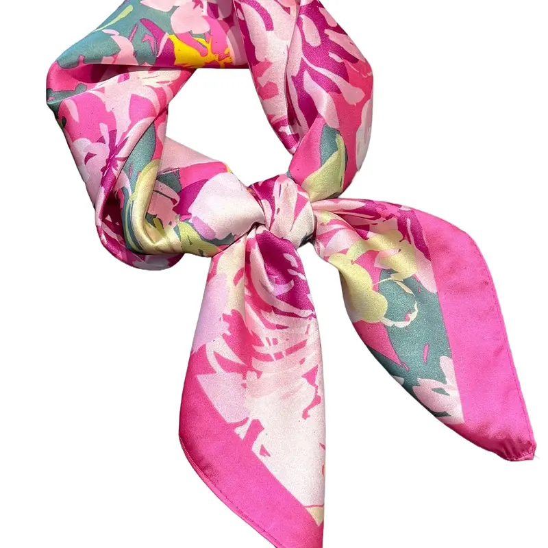 Ditsy Floral Print Square Scarf, Fashionable Soft Satin Scarf for Women, Casual Versatile Scarf for All Seasons, Fashion Accessories for Daily Wear, Boho Style Scarf