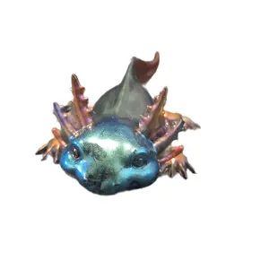 Enchanted Axolotl Figurine - Handcrafted Blue & Copper Finish - Unique Pet Lover Gift - Decorative Collectible