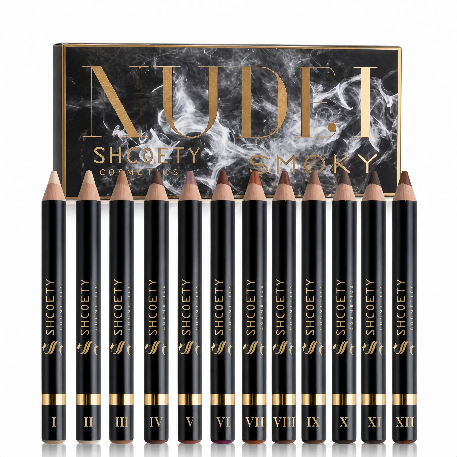 Eye Makeup Pencil Sets (2 Packs of 12-Count) - Nude Smoke & Cyber Neon Shades for Everyday, Smoky & Party Looks