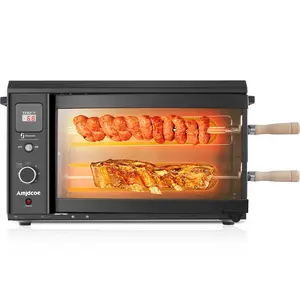 Portable Electric Grill Roaster with 2 Auto Rotating Skewers for Brazilian BBQ, Rotisserie Chicken, Steak, Fish, Modern Electric Grill for Party, Apartment, Courtyard smart   comfeetoaster   ninja  double