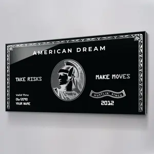 "American Dream" Card - Take Risks Make Moves, Customizable with Name & Birth Year, Premium 1/4" Acrylic, Inspirational Design for Success, Hand-Made, 3 Easy Steps to Order