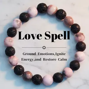Emotional Healing & Grounding Bracelet: Soothe Your Heart Chakra with Gentle Pink Zebra Jasper & Shield Your Aura with Protective Lava Rock. The Perfect Fusion of Love & Strength.