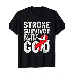 [100% Cotton] 100% Cotton Stroke Survivor By The Grace Of God - Stroke Survivor T-Shirt 100%Cotton - 180g, PLUS SIZE