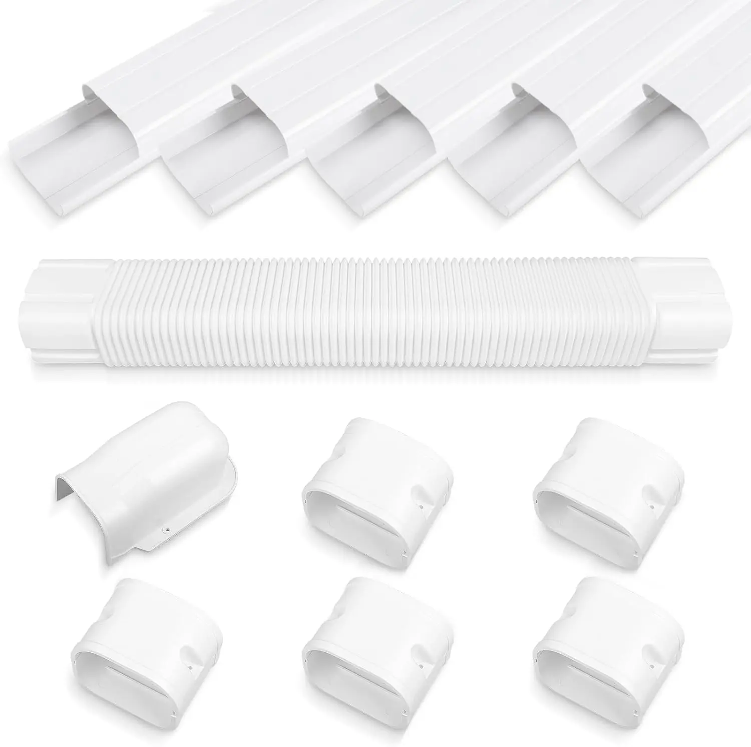 4" 10Ft Mini Split PVC Line Set Cover Kit Decorative PVC Line Set Cover Kit for Central AC & Heat Pumps Systems Tubing Cover(10Ft,White)