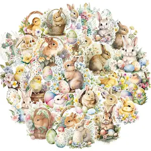 100 PCS Happy Easter Bunny Stickers Pack, Aesthetic Spring DIY Decoration Decals for Scrapbooking Planner Luggage, Easter Egg Hunt Gifts for Boys Girls The cutest Easter basket stuffers are here!
