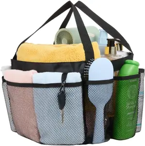 Mesh Shower Caddy Portable for College Dorm Room Essentials,upgraded keychain with 8 pockets,large capacity shower basket,quick drying and hanging,suitable for dormitories,fitness,travel,beach camping
