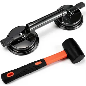 Gap Fixer Tool Kit for Laminate Gap Repair Aluminum Suction Cup and Mallet Set for Floating Wood Floors and Moving(Black)