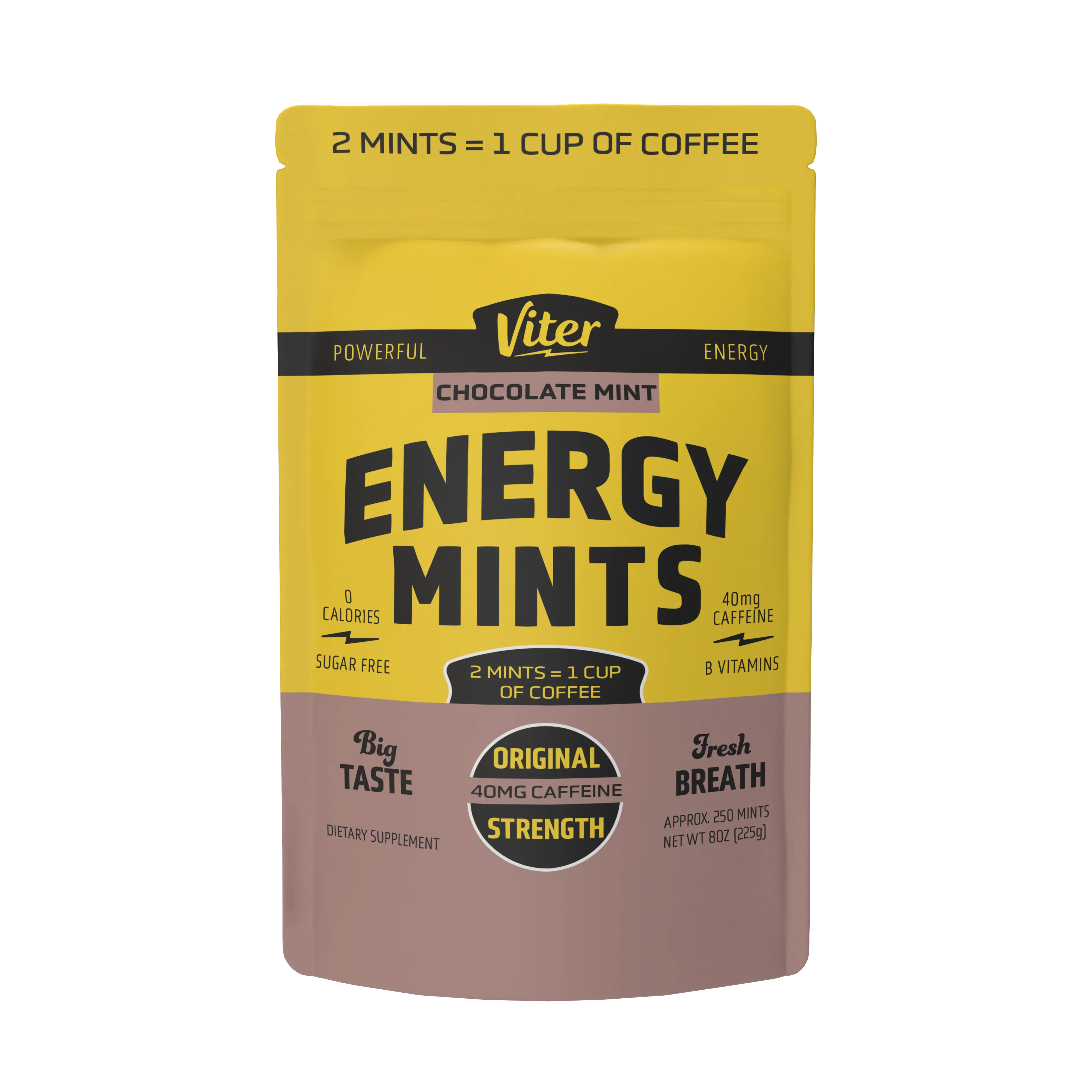 Chocolate Mint  – Bulk Bag | 40mg Caffeine per Mint - Fast-Acting Energy Mints for Focus & Fresh Breath - Sugar-Free Caffeinated Mints - Portable On-the-Go Energy for Early Morning, Afternoon Meetings & Long Drives