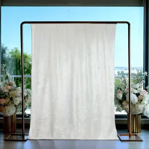 Crushed Velvet Backdrop Curtain – White 5ft x 10ft Event Drape with Rod Pocket, Privacy Panel for Photo Booths & Events