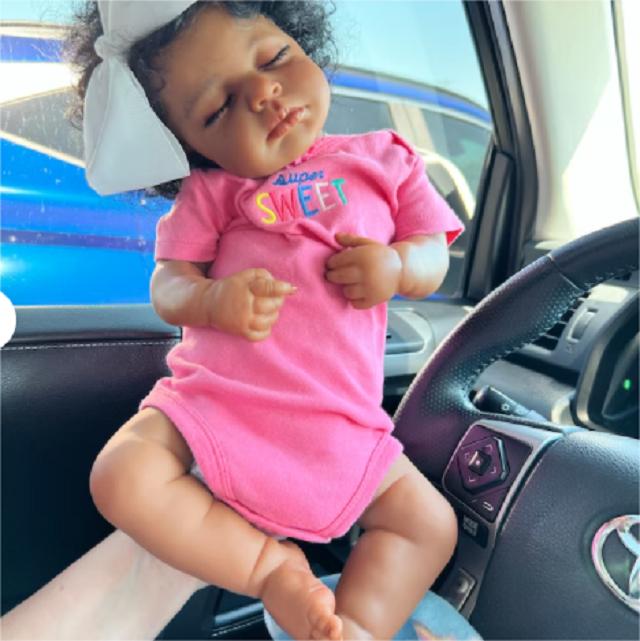 Reborn Baby Dolls Black Girl-20 Inch Realistic Newborn Baby Doll Weighted Soft Cloth Body Vinyl Limbs Doll African American Baby Dolls Reborn Toddler Dolls Birthday Toy for Kids Age 3+