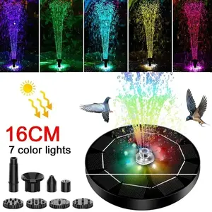 Fountain Light 7 Colors LED Light Solar Fountain Light Rotating Fountain 3W 6 Nozzle Water Pump Outdoor Bird Bath Garden