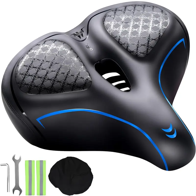 Comfortable Oversized Bike Seat Cushion Wide Bicycle Saddle Compatible with MTB Mountain Bike,Peloton Bike,Road Bike City Bike and Exercise Bikes for Men & Women Cycling Gear Bike Parts