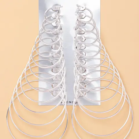 12 Pairs Multiple Size Fashionable Hoop Earrings, Versatile Daily Jewelry for Women and Girls