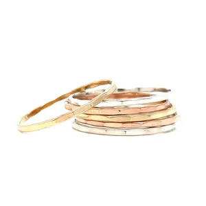 House of Metalworks Handmade Versatile Hammered Stacking Ring - Available in Sterling Silver, Gold Filled, & Rose Gold - Perfect for Layering