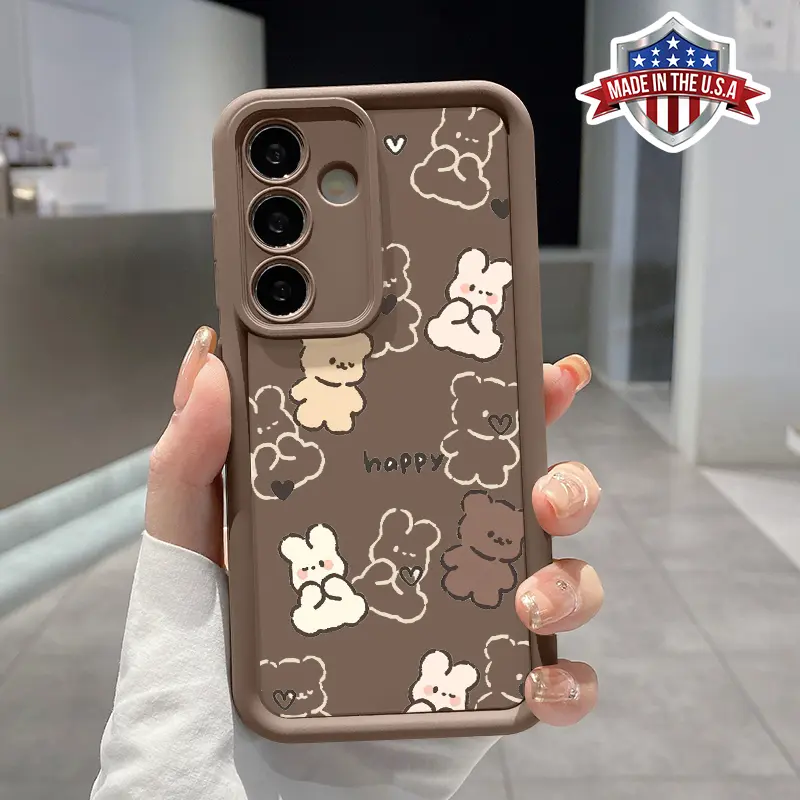 Silicone Protective Case for Samsung S25 Ultra+, S24, S23, S22 Ultra+ - Cute Bear Rabbit Design, Pocket-Friendly, Shockproof - Smartphone, Handheld Cellphone Devices Protection, Advanced Fashion Gift, Casing