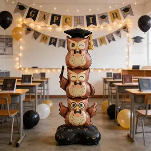 59 Inch Matte Standing Owl Balloon, Graduation Party Decor, Indoor Outdoor Decoration, Grad Season Atmosphere, 1 Piece
