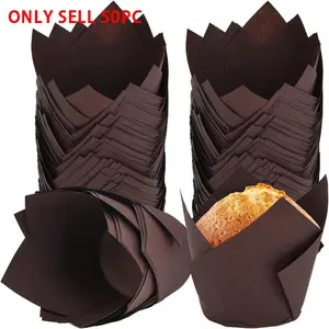 Elegant Tulip Cupcake Liners 50Pcs - Premium Baking Cups for Muffins, Perfect for Weddings, Birthdays & Special Celebrations, Bakeware