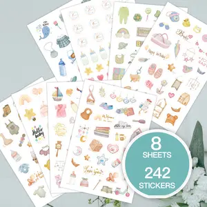 Pregnancy Diary Stickers Set, 242 Pieces Sticker Sheets Waterproof Decorative Stickers for Scrapbooks, Water Bottles, Laptops, New Moms Gift