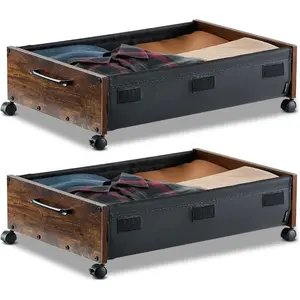 VEVOR Under Bed Storage with Wheels, 36.0x 18.1x 7.3 inch, Underbed Containers with Clear Lid, Underbed Shoe Organizer, Rolling Under the Bed Storage Bins for Clothes Shoes Blankets Bedroom, 2 PackVEVOR Super Brand Day