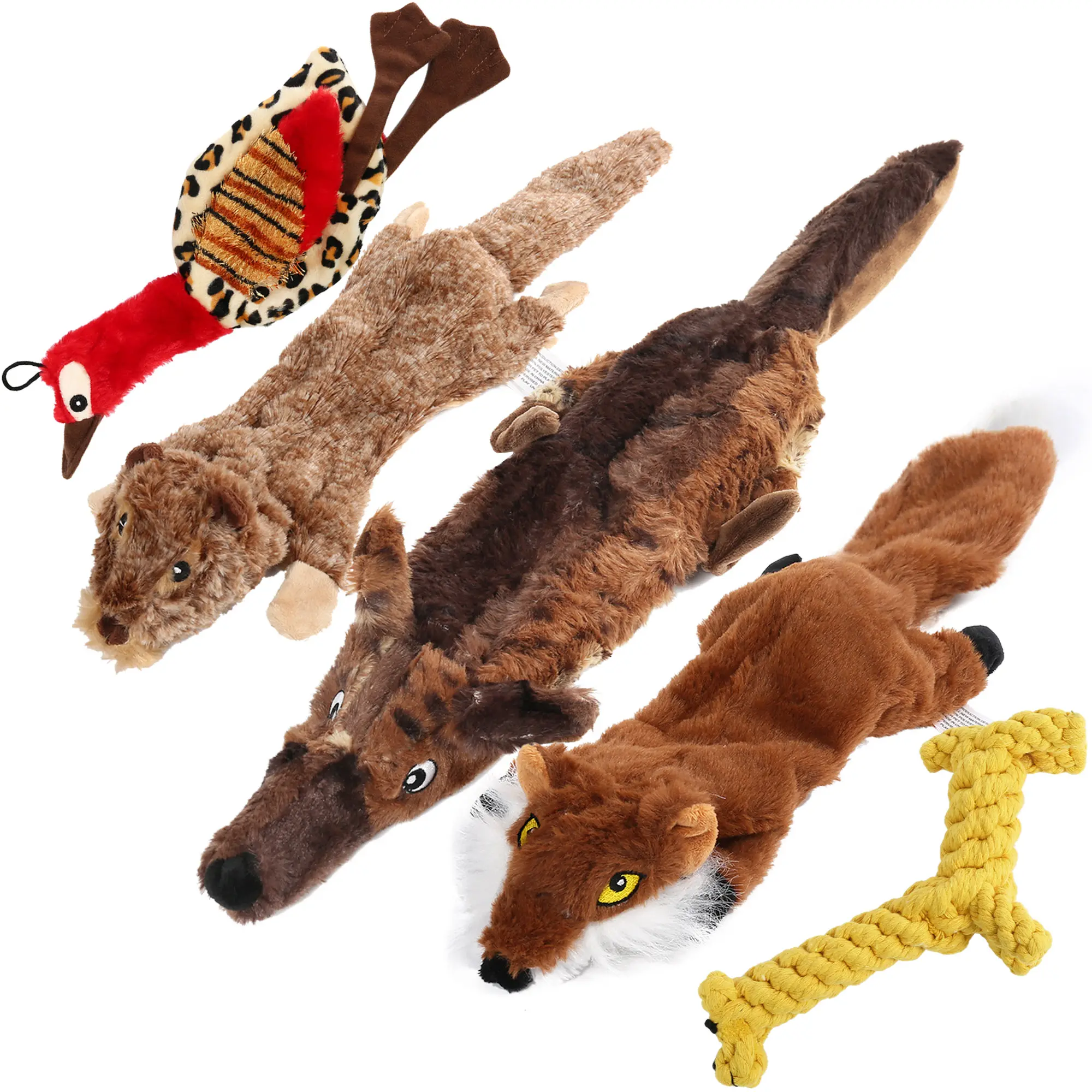 LotFancy 5Pcs Dog Squeaky Toys No Stuffing, Crinkle Dog Chew Toys for Small Dogs