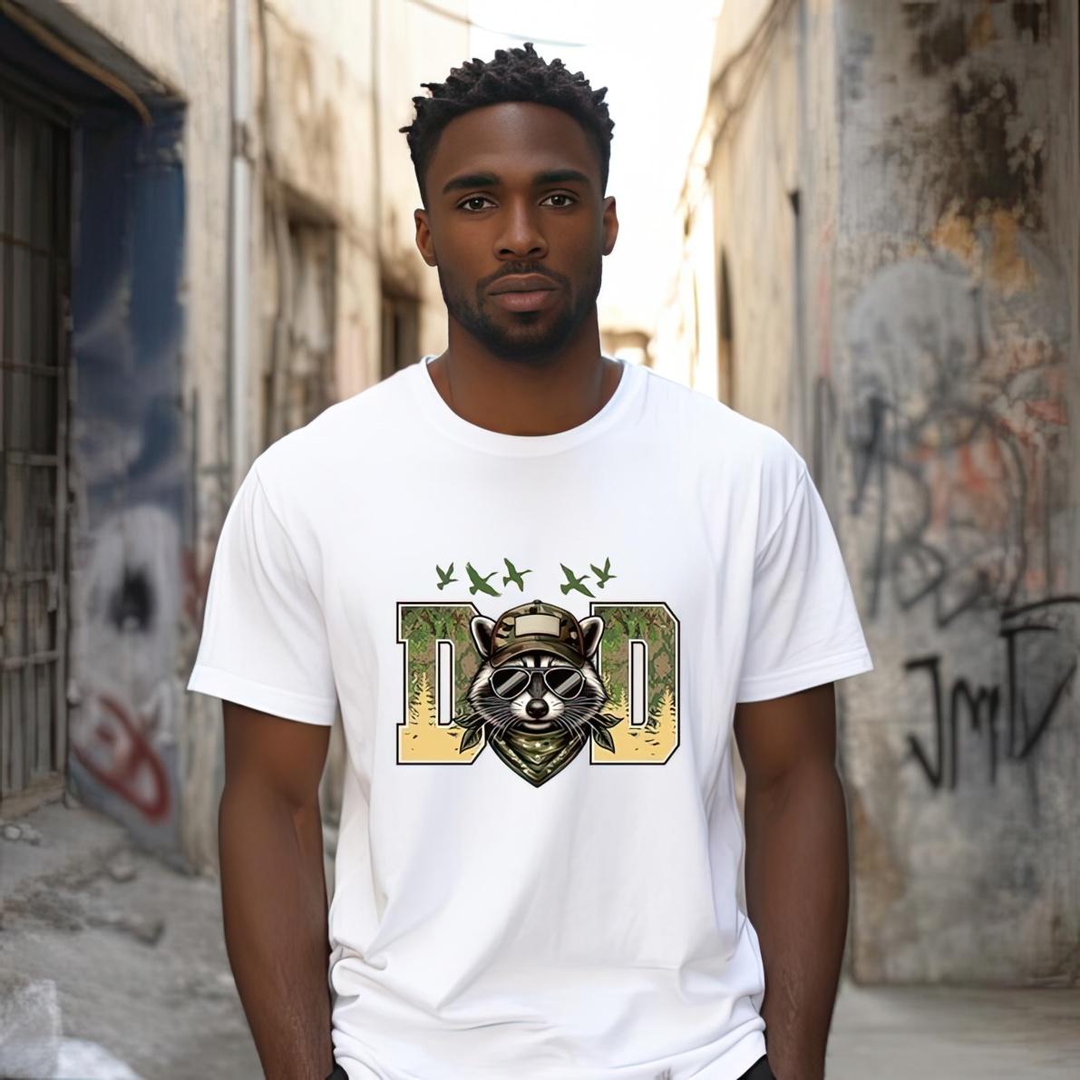 DAD Racoon Hunting T-Shirt, Father’s Day Gift, Best DAD Tee, Funny Drink Top for Daddy, Full Sizes, Full Colors