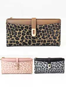 Classic Fashion Leopard Print Long Wallet, PU Material, Elegant Buckle Design, Compact and Lightweight, Ideal for ID Storage