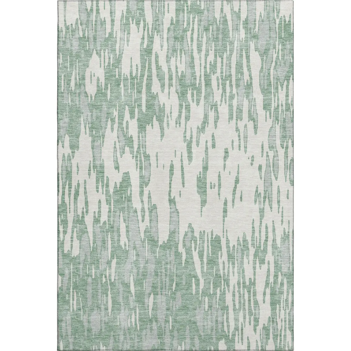 HomeRoots 675194 Dual-Colored Squiggly Area Rug, 5x8 ft Sage & Ivory Abstract Transitional, Machine-Made Rectangle, Washable with UV Protection, Dual-Colored Area Rugs, Squiggly Area Rugs